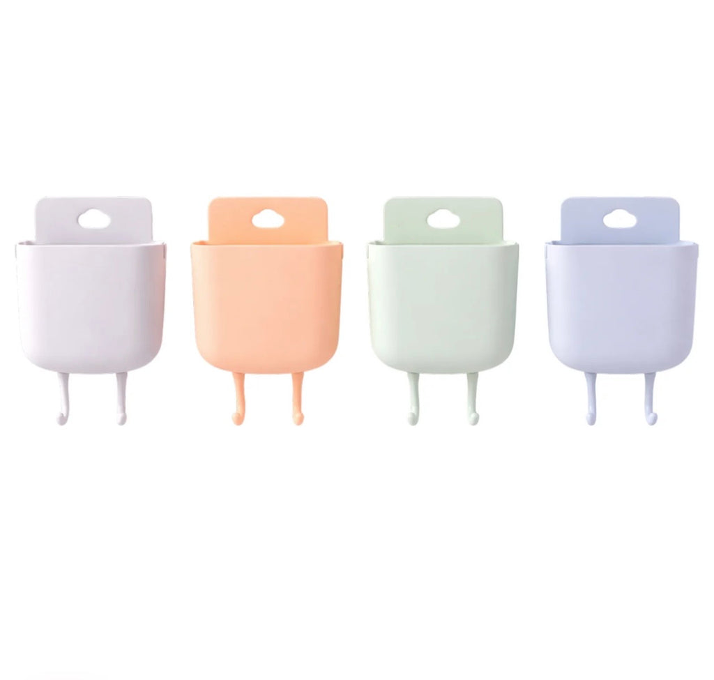 Plastic Wall Mounted Mobile Charging Holder Set – Space Saving 4 Pc