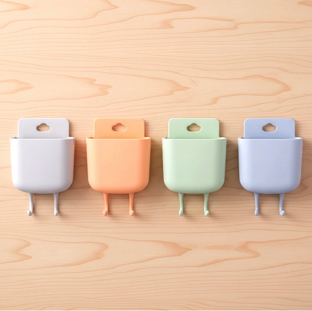 Plastic Wall Mounted Mobile Charging Holder Set – Space Saving 4 Pc
